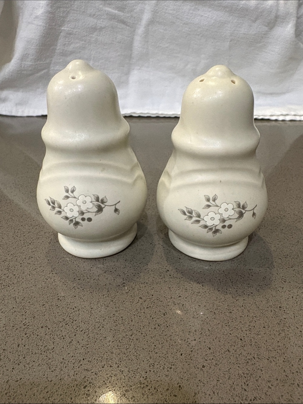 Pfaltzgraff Heirloom design - Cream Floral Ceramic Salt and Pepper Shaker Set